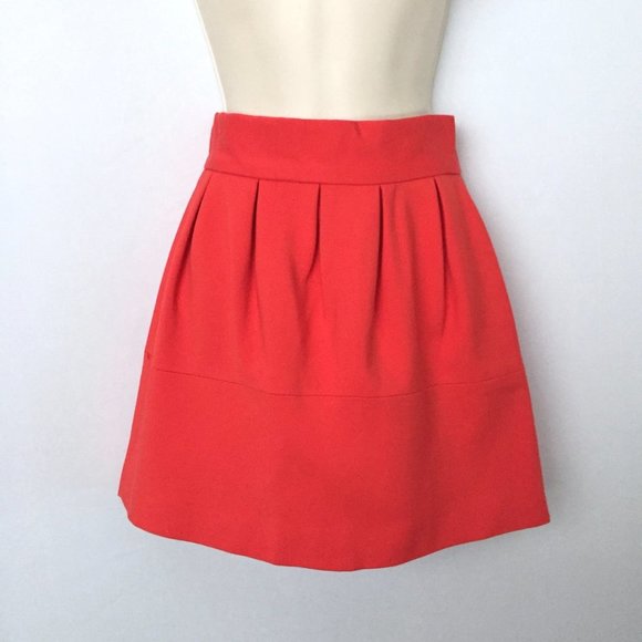 ZARA Orange Red Ruched Mini Skirt - Picture 3 of 8